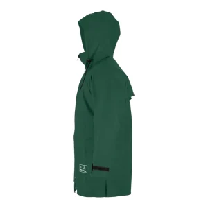 Manteau étanche de travail Pros Wear vert avec capuche - vue de profil