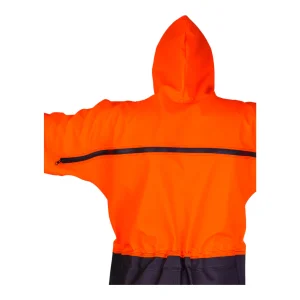 Vue rapprochée du dos orange fluo avec fermeture éclair transversale d'aération