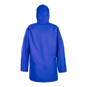 Veste de pluie professionnelle bleu électrique avec capuche - vue de dos