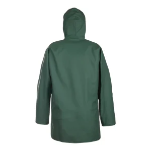Veste de pluie professionnelle verte avec capuche - vue de dos