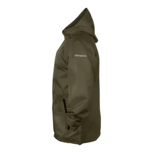 Veste de protection de pluie vert olive foncé avec capuche Aquapros - vue de profil