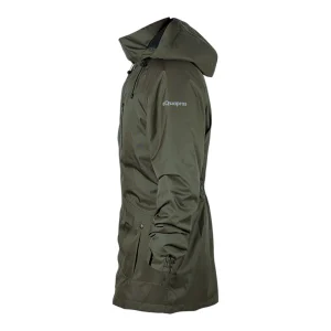Parka chaude et étanche vert olive foncé avec capuche Aquapros - vue de profil