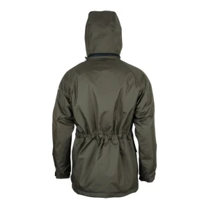 Parka d'hiver de travail olive foncé avec taille ajustée et capuche - vue de dos