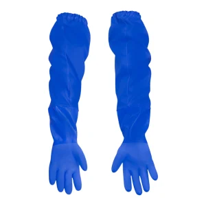 Gants étanches de protection chimique bleus à manches longues - vue arrière