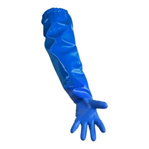 Gant étanche de protection chimique bleu électrique avec manchette montante jusqu'à l'épaule
