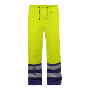 Pros Wear hochsichtbare Mehrgefahren-Schutzhose, Modell 512 A, fluoreszierendes Gelb und Marineblau – Vorderansicht