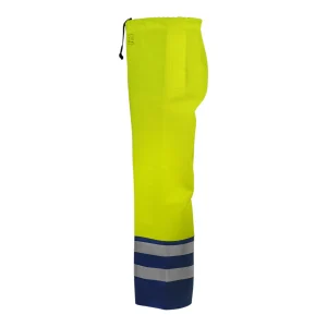 Pantalon de protection multirisques jaune fluo et bleu marine - vue de profil