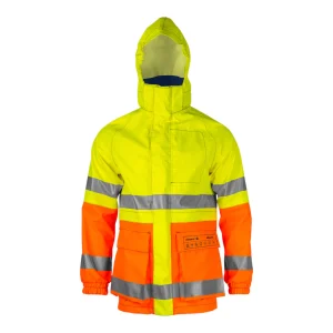 Parka multirisques imperméable et respirante Pros Wear modèle Aquapros 283 jaune et orange fluo - vue de face