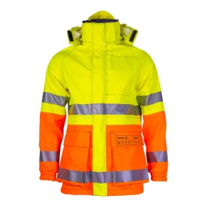 Parka haute visibilité multirisques avec col montant et capuche amovible - vue de face