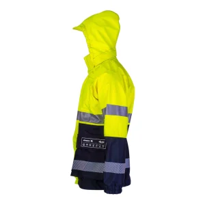 Veste de protection multirisques haute visibilité avec bandes réfléchissantes zébrées - vue de trois-quarts