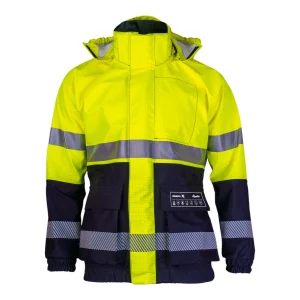 Veste haute visibilité multirisques avec col montant et capuche amovible - vue de face