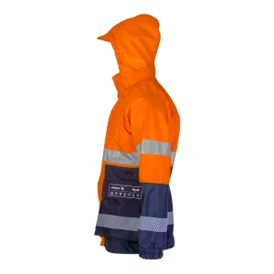 Veste de protection multirisques haute visibilité avec bandes réfléchissantes zébrées - vue de trois-quarts