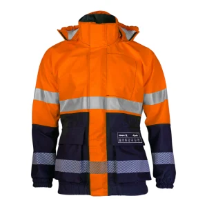 Veste haute visibilité multirisques avec col montant et capuche amovible - vue de face