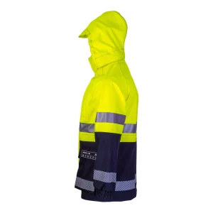 Parka de protection multirisques haute visibilité avec bandes réfléchissantes zébrées - vue de profil