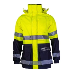 Parka haute visibilité multirisques avec col montant et capuche amovible - vue de face
