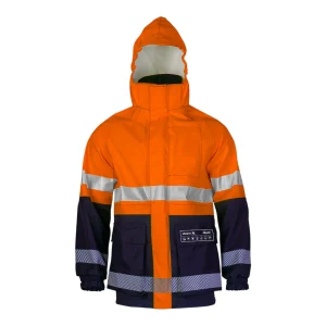 Parka multirisques imperméable et respirante Pros Wear modèle Aquapros 2831 orange fluo et bleu marine - vue de face