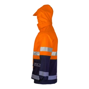 Parka de protection multirisques haute visibilité avec bandes réfléchissantes zébrées - vue de profil