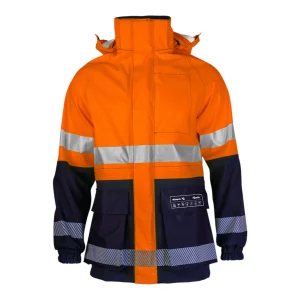 Parka haute visibilité multirisques avec col montant et capuche amovible - vue de face