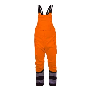Cotte à bretelles multirisques imperméable et respirante Pros Wear modèle Aquapros 2841 orange fluo et bleu marine - vue de face