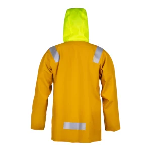 Veste cirée de pêcheur professionnelle avec bandes réfléchissantes - vue de dos