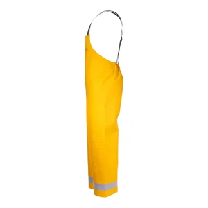 Professional waterproof fisherman's oilskin overalls, imperial yellow - side view