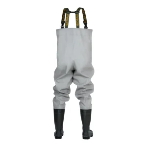 Pros Wear reinforced waterproof waders with adjustable suspenders - back view