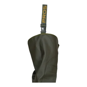 Gros plan sur la sangle de maintien réglable avec boucle clip et logo PROS