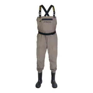 Waders de pêche respirants Pros Wear modèle SB04 AIR beige - vue de face