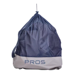 Sac de rangement en filet respirant bleu et gris avec logo PROS pour waders
