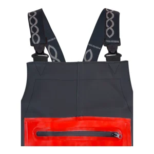 Detail of the bright red zipped chest pocket with PROS EXTREME branding
