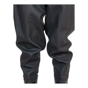 A closer look at the high-strength reinforced material in the legs of the waders