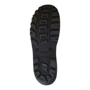Close-up view of the non-slip, lugged sole under the women's wader boot