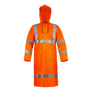 Pros Wear hochsichtbare, gewachste und wasserdichte Jacke, Modell 106/R, fluoreszierendes Orange – Vorderansicht