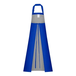 Tablier professionnel étanche bleu électrique avec sangle et liens - vue de dos