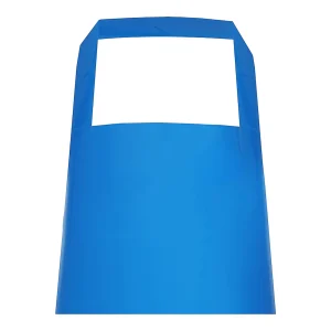 Détail du haut du tablier TPU bleu roi avec bretelle de cou