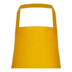 Détail du haut du tablier TPU jaune impérial avec bretelle de cou