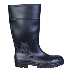 Botte de sécurité professionnelle en PVC noir avec tige haute - vue de profil