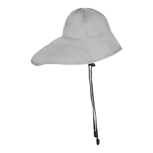 Sou'wester étanche blanc avec large bord arrière pour la pluie - vue de profil