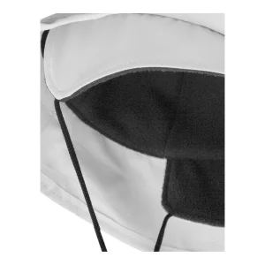 Détail de la doublure intérieure douce et du cordon de maintien du chapeau de pluie